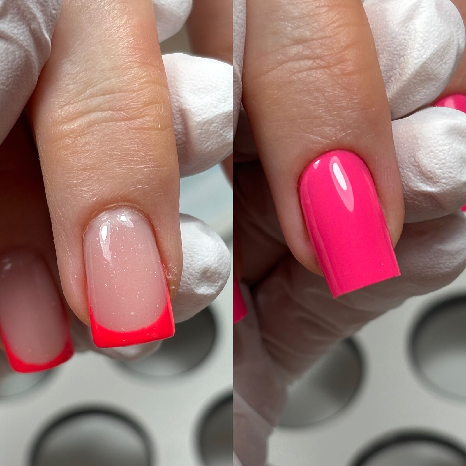 Nagelkorrektur mit Oberschablonen im ProfiNails Nagelstudio Hannover — vorher und nachher